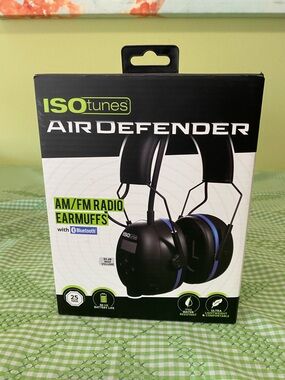 ISOtunes AirDefender AM/FM Earmuffs - Black with Blue Accents with Bluetooth (BB